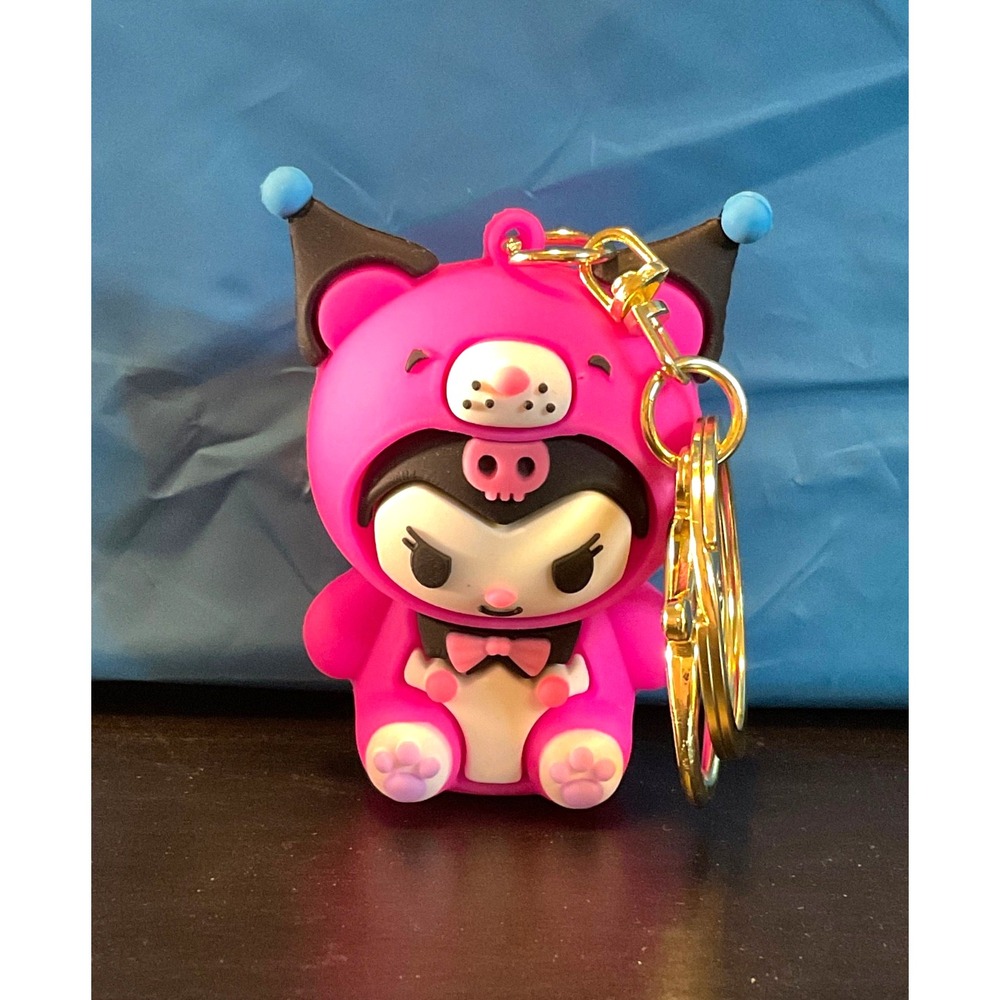 Kawaii Goth Bunny Keychain Pink & Black | Cute Chibi Anime Cat  Accessories